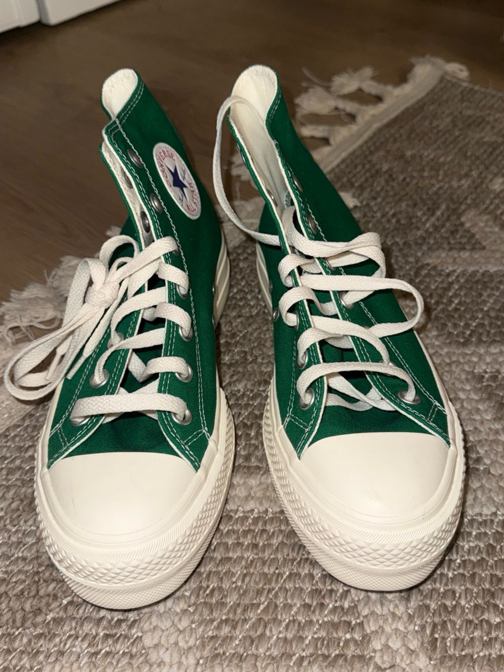 Converse Green Platform High-Top Canvas Sneakers